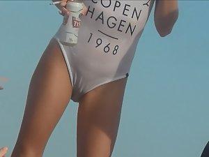 Cameltoe in transparent swimsuit Picture 8