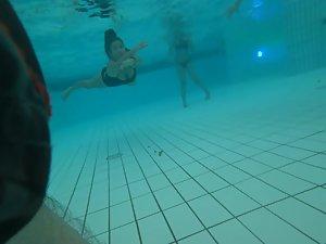 Big young boobs shaking while she swims Picture 8