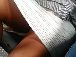 Upskirt peep of a lady sitting next to me Picture 6
