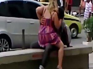 Crazy girl can't restrain herself on street Picture 1