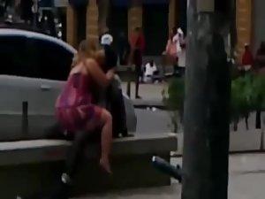 Crazy girl can't restrain herself on street Picture 3