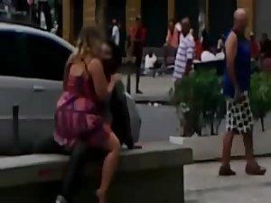 Crazy girl can't restrain herself on street Picture 5