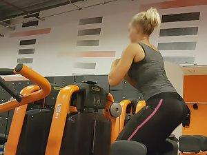 Spying on fit blonde exercising her ass Picture 2