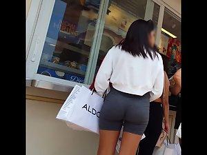 Flawless little ass in tight grey shorts Picture 2