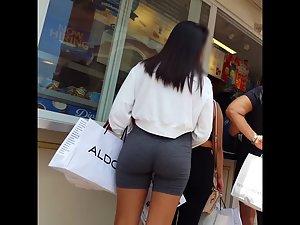 Flawless little ass in tight grey shorts Picture 3