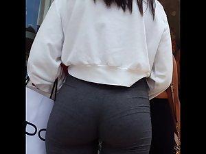 Flawless little ass in tight grey shorts Picture 5