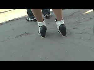 Pantyhose and lace panties upskirt Picture 5