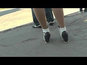 Pantyhose and lace panties upskirt Picture 6