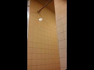 Spying on grumpy but hot curvy blonde in shower Picture 1