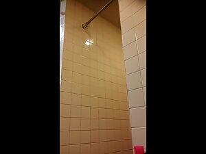 Spying on grumpy but hot curvy blonde in shower Picture 4