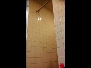 Spying on grumpy but hot curvy blonde in shower Picture 6