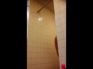 Spying on grumpy but hot curvy blonde in shower Picture 7