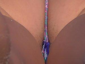 Peeping into hot woman's hairy anus Picture 5