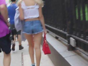 Cheeky girl followed because of shorts Picture 7