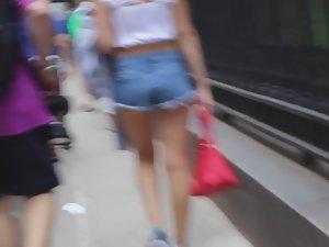 Cheeky girl followed because of shorts Picture 8