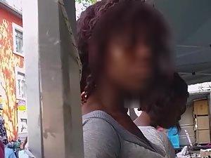 Black girl looks hot in tight grey outfit