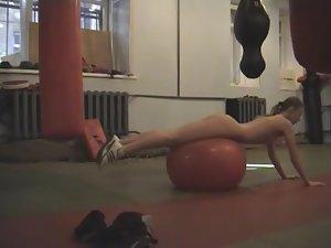Peeping on a nudist girl's exercising Picture 3