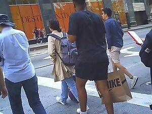 Checking her upskirt while she walks with boyfriend Picture 3