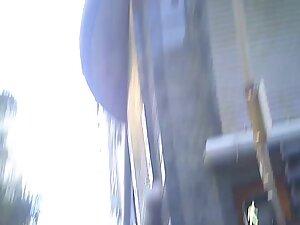 Checking her upskirt while she walks with boyfriend Picture 5