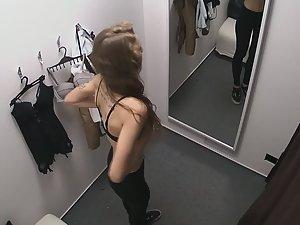 Tattooed skinny girl spied trying lingerie Picture 3