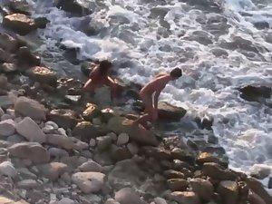 Hot girl fucks a guy on nudist beach Picture 8