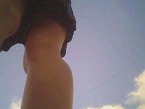 Upskirt of redhead schoolgirl Picture 1