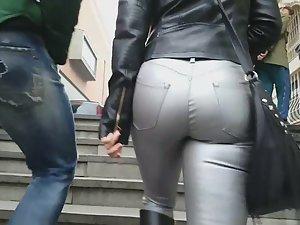 Big ass in tight silver pants