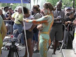 Public nudity with funny body paint Picture 5