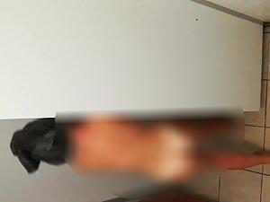 Voyeur peeps on fit naked girl with adorable tan line after her shower Picture 5