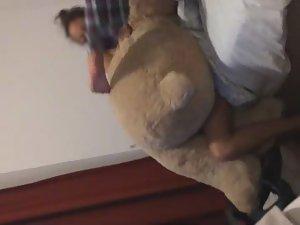Naked fun with a big teddy bear Picture 7