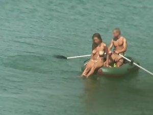 Gorgeous nudist girl falls off a boat Picture 1