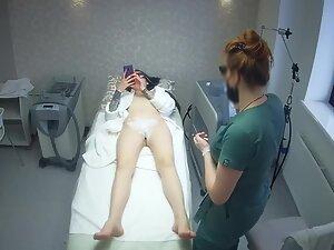 Sexy tattooed girl keeps texting during hair removal treatment Picture 8