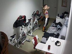 Spying on sporty girl preparing for a workout Picture 2