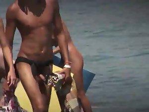 Skinny girl's big pussy bulge on a beach Picture 7
