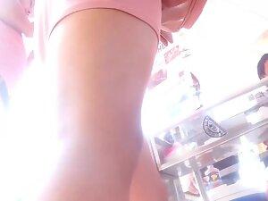 Persistent voyeur finally gets upskirt of her tight dress Picture 5