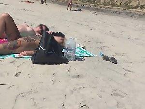 Sexy nudist friends caught while sunbathing on beach Picture 7