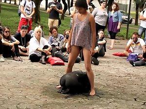 Hippies do a strange naked public performance Picture 8