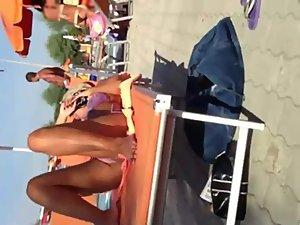 Milf lying by the pool and touching pussy Picture 5