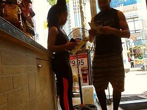 Beauty of fit black girl at a coffee shop Picture 7