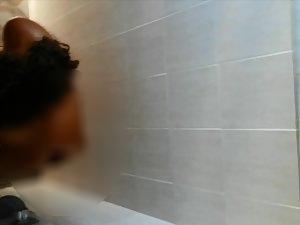 Peeping on nude black girl in the shower Picture 6