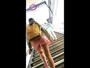 Upskirt of juicy big butt in a pink dress Picture 7