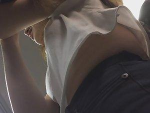 Teen's tits and bra seen in blouse Picture 2