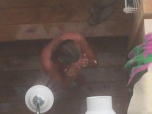 Peeping on girl in shower from above Picture 8
