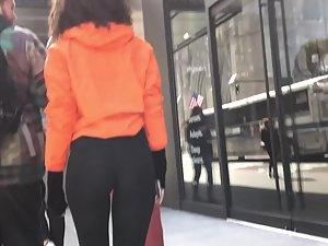 Coming closer to see her ass and thong in tights Picture 8