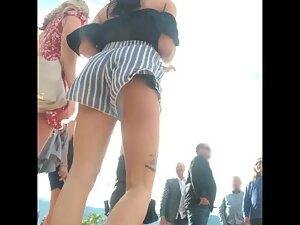 Upskirt and up shorts of two hot friends Picture 2