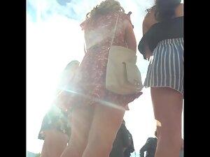Upskirt and up shorts of two hot friends Picture 3