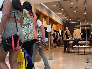 Tight grey outfit makes her look sexy in the mall Picture 4