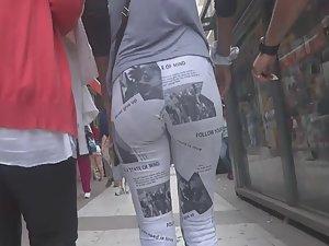 Reading news off her ass