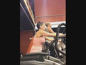 Sweaty busty milf caught by gym voyeur Picture 8