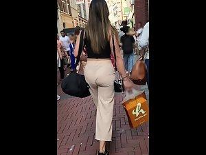 Bubble butt and thong in transparent beige pants Picture 5